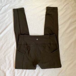 Lululemon Invigorate High Rise Tight 28” Dark Olive Size 10
